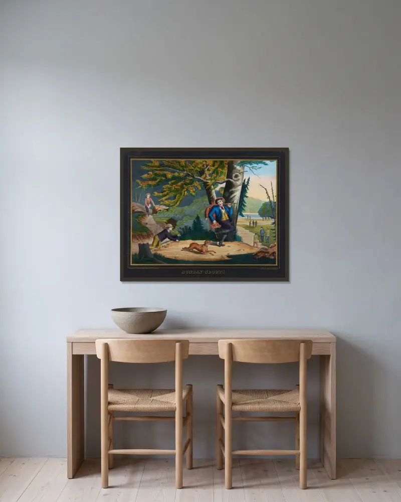 Söndagssport av Henry Jerome Schile inramad på en vägg