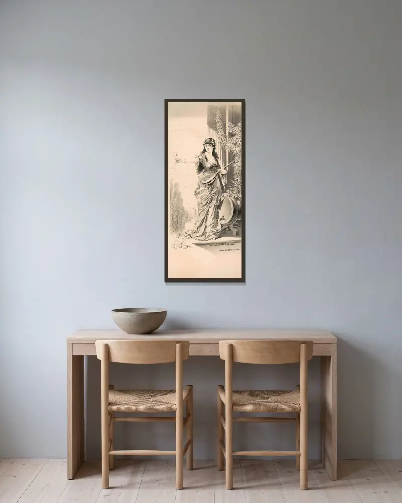 Maidens sång om ölet av Henry Jerome Schile inramad på en vägg