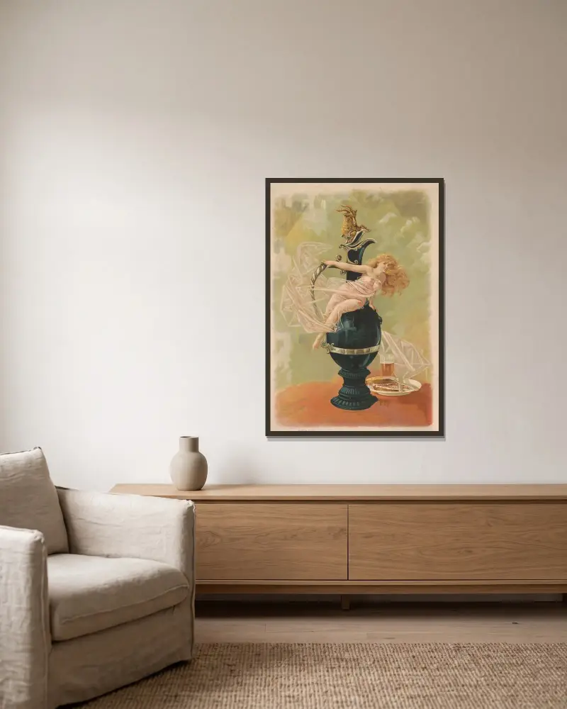 Vase-figure no. 150 av Henry Jerome Schile inramad på en vägg