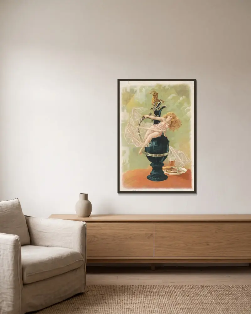 Vase-figure av Henry Jerome Schile inramad på en vägg