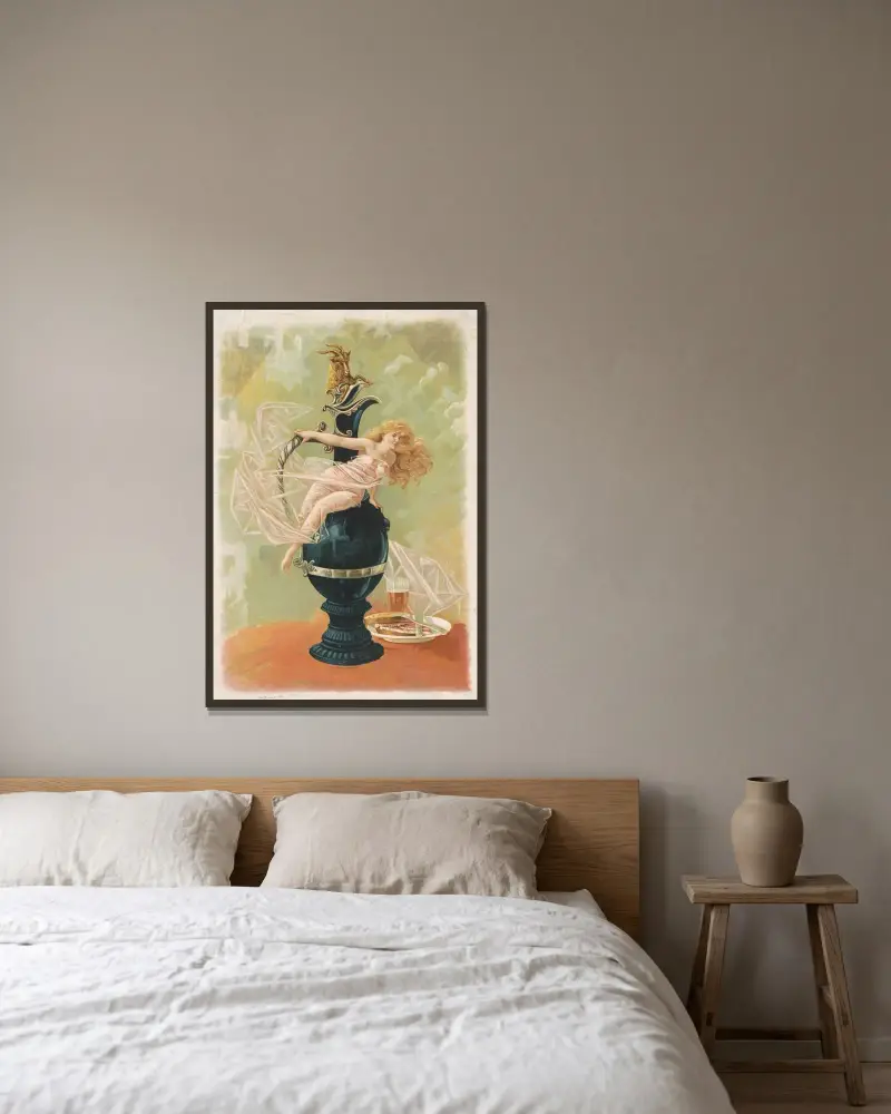 Vase-figure av Henry Jerome Schile inramad på en vägg