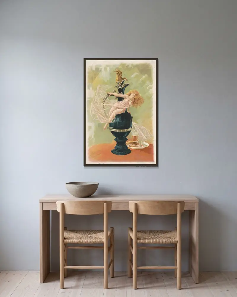 Vase-figure av Henry Jerome Schile inramad på en vägg