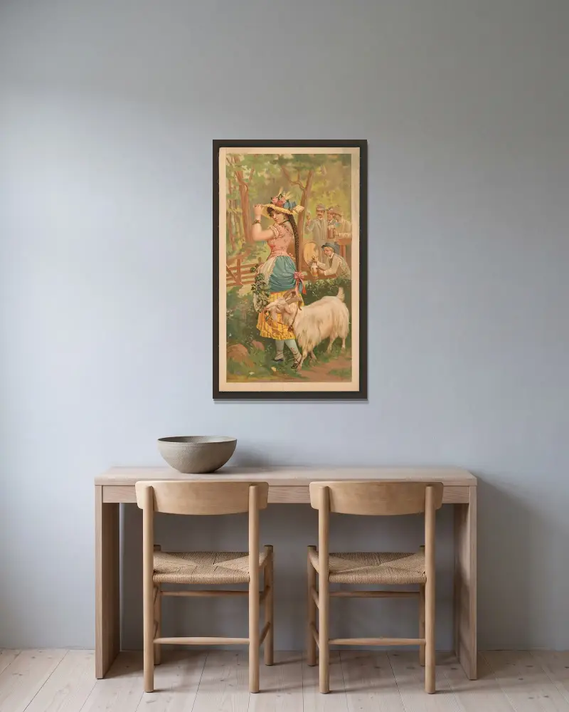 Vit bock av Henry Jerome Schile inramad på en vägg