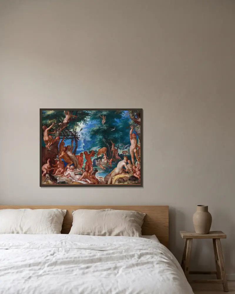 The Golden Age av Joachim Wtewael inramad på en vägg