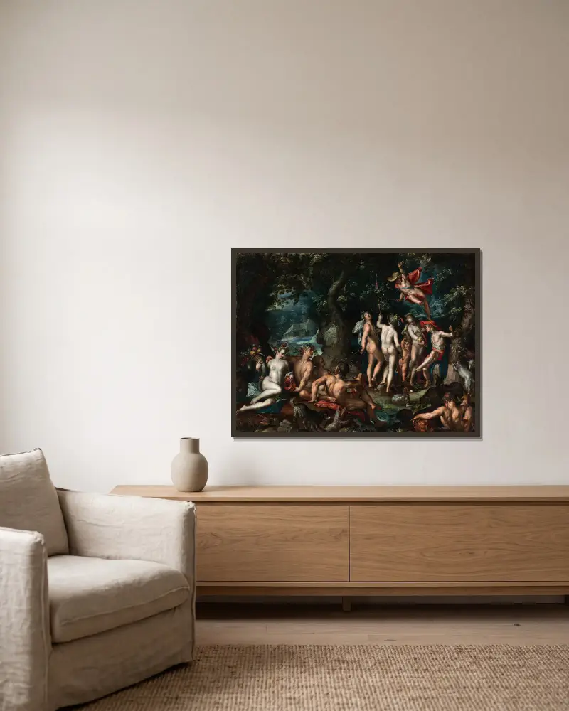 The Judgment of Paris, 1602 av Joachim Wtewael inramad på en vägg