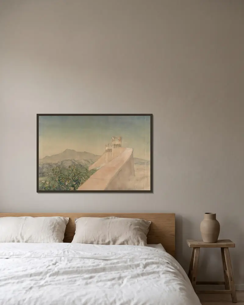 Die Paradiesmauer von Joakim Skovgaard gerahmt an einer Wand