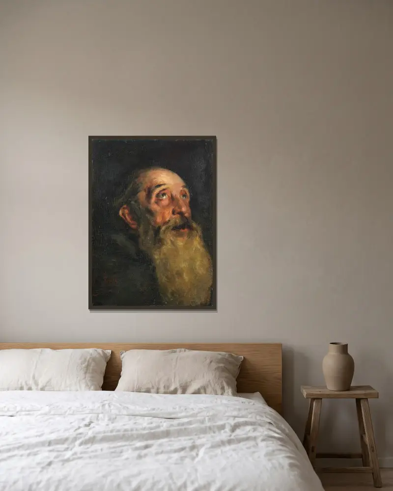 Cabeza de San Antonio, estudio av Joaquín Sorolla inramad på en vägg