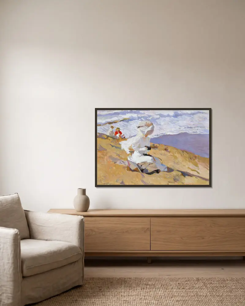 Den Augenblick festhalten von Joaquín Sorolla gerahmt an einer Wand