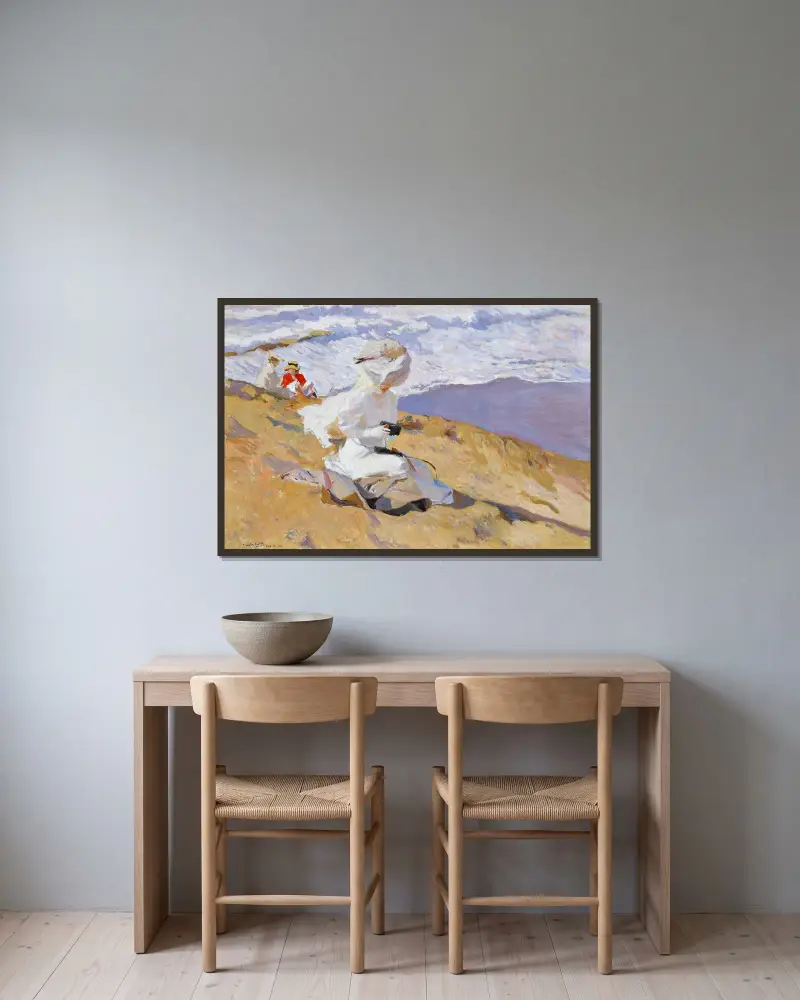 Den Augenblick festhalten von Joaquín Sorolla gerahmt an einer Wand