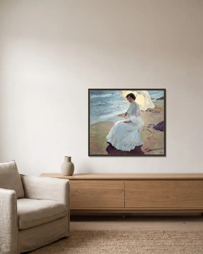 Clotilde na plaży, Joaquín Sorolla w ramie na ścianie