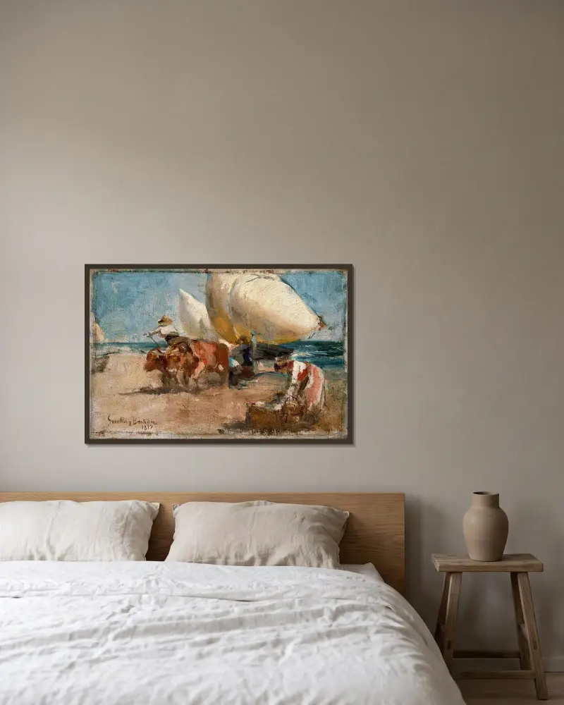 Plážová scéna, Joaquín Sorolla v rámu na stěně