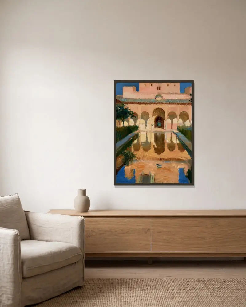 Hall of the Ambassadors, Alhambra, Granada av Joaquín Sorolla inramad på en vägg