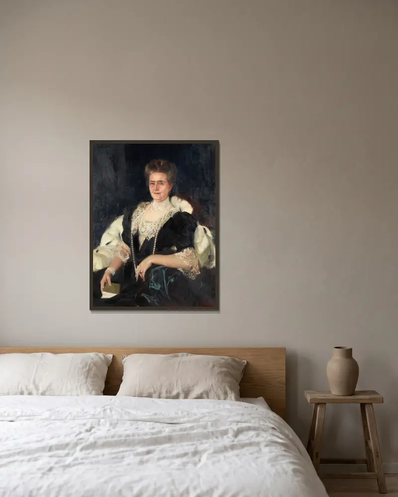 Porträtt av Frances Tracy Morgan av Joaquín Sorolla inramad på en vägg