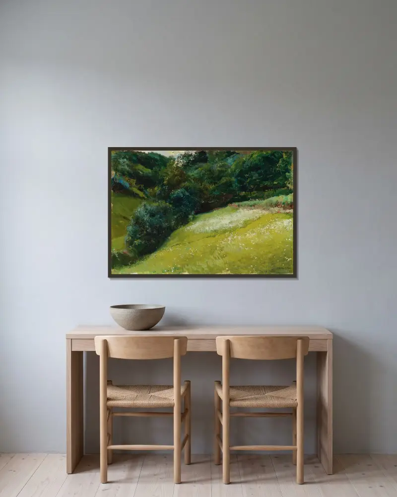 Fält i Asturien, San Esteban de Pravia av Joaquín Sorolla inramad på en vägg