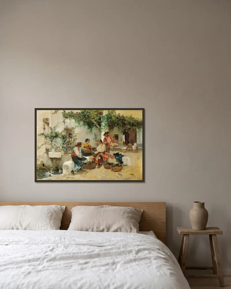 Melonenverkauf von Joaquín Sorolla gerahmt an einer Wand