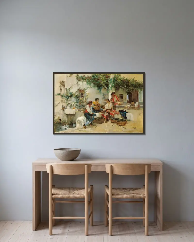 Melonenverkauf von Joaquín Sorolla gerahmt an einer Wand