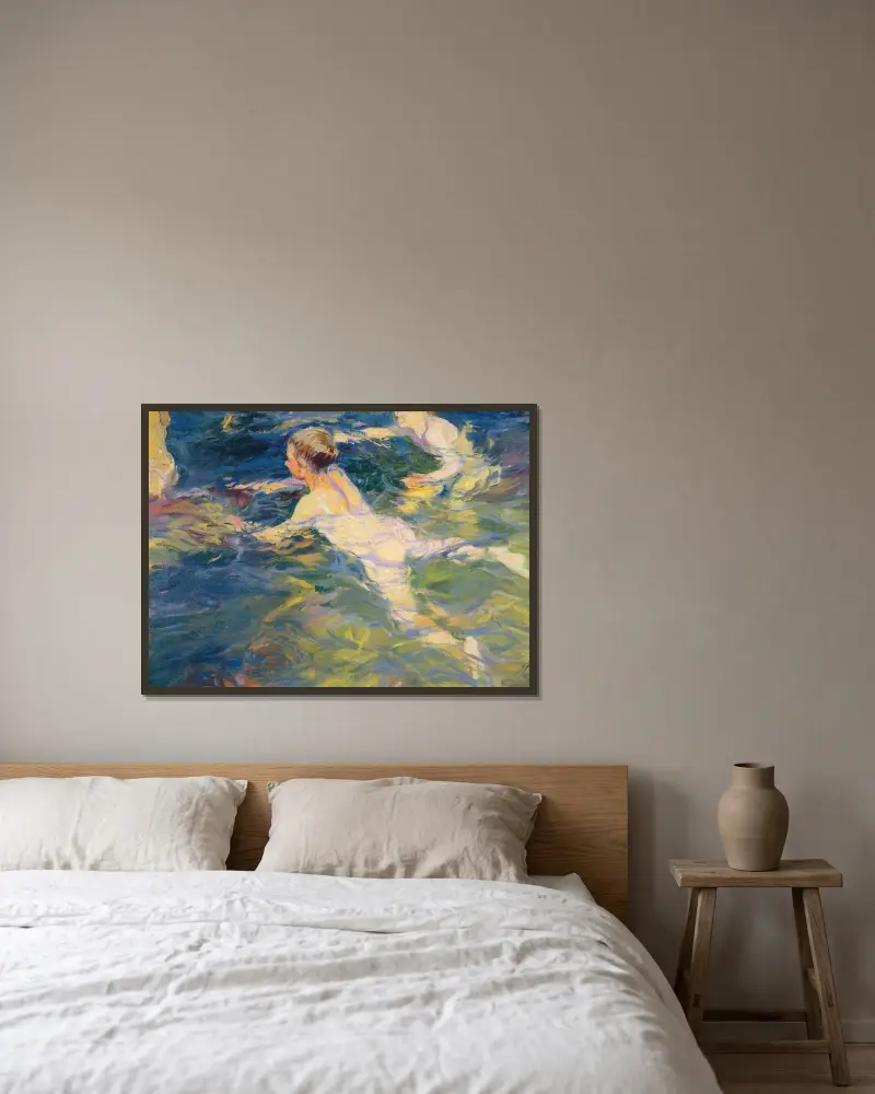 Koupající se, Jávea, Joaquín Sorolla v rámu na stěně