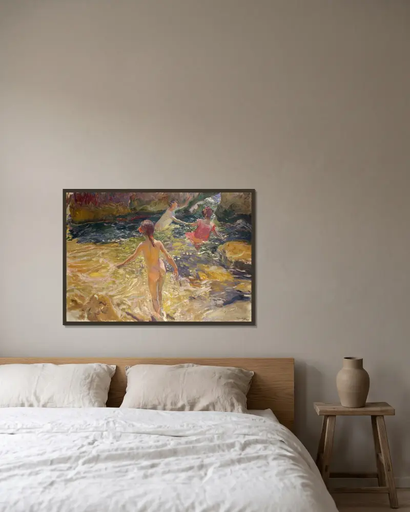 Koupání, Jávea, Joaquín Sorolla v rámu na stěně
