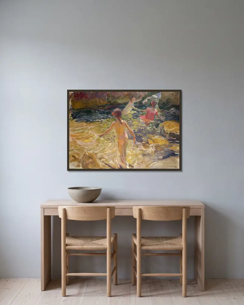 Koupání, Jávea, Joaquín Sorolla v rámu na stěně