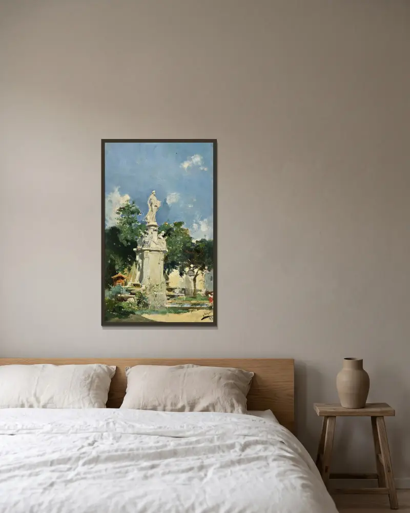 Apollofontänen, Madrid av Joaquín Sorolla inramad på en vägg