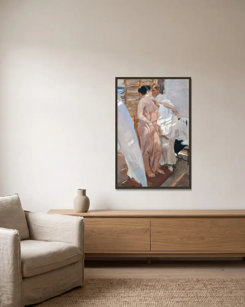 Różowa suknia, Joaquín Sorolla w ramie na ścianie