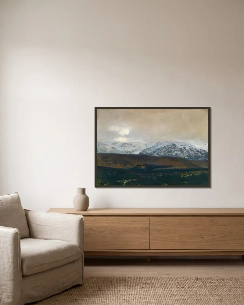 The Sierra De Guadarrama av Joaquín Sorolla inramad på en vägg