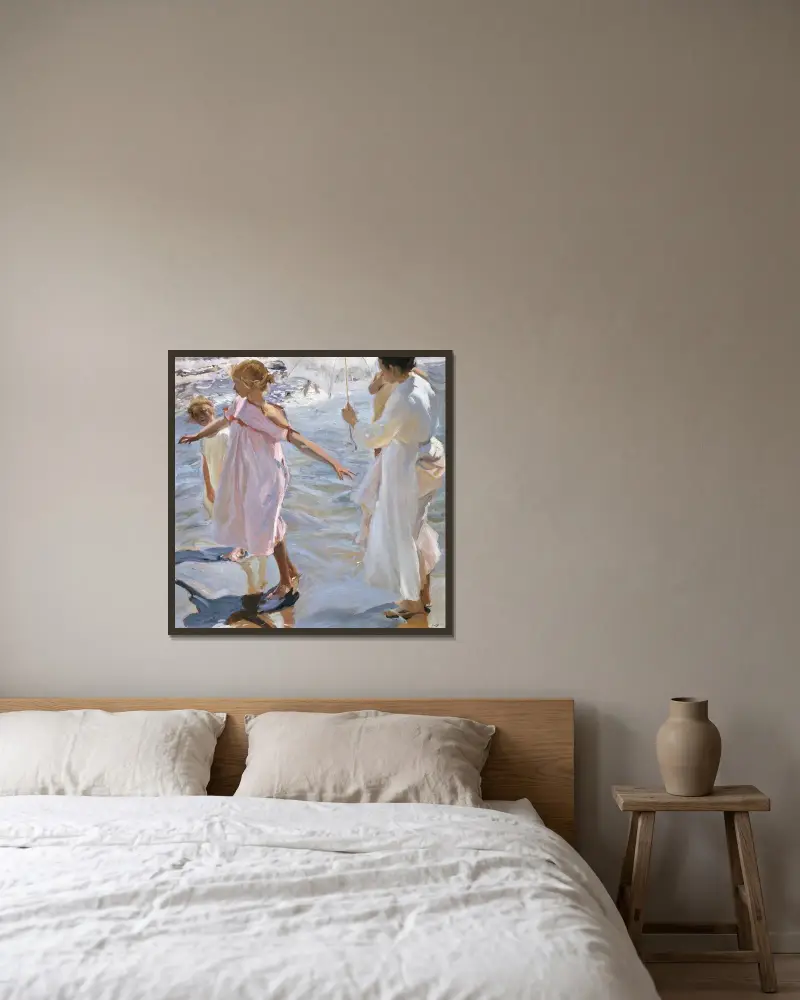 Czas na kąpiel, Walencja, Joaquín Sorolla w ramie na ścianie