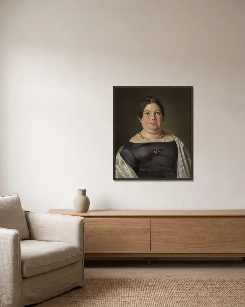 Lovisa Isabella Bjurberg (1814–1864) av Axel Johan Fägerplan inramad på en vägg