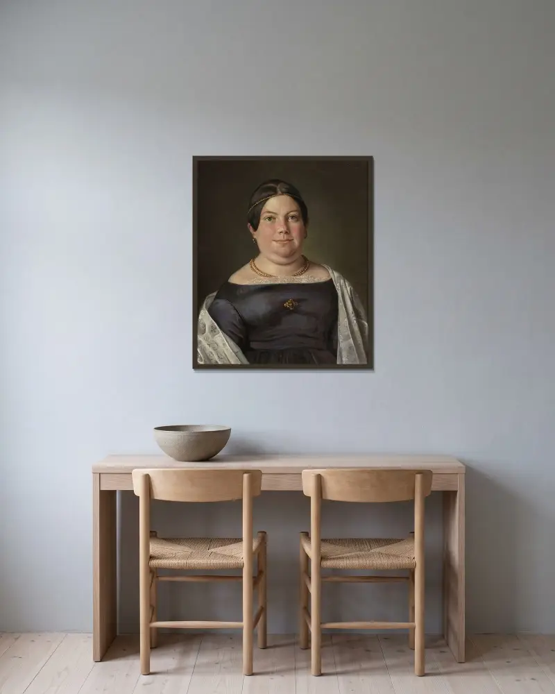 Lovisa Isabella Bjurberg (1814–1864) av Axel Johan Fägerplan inramad på en vägg