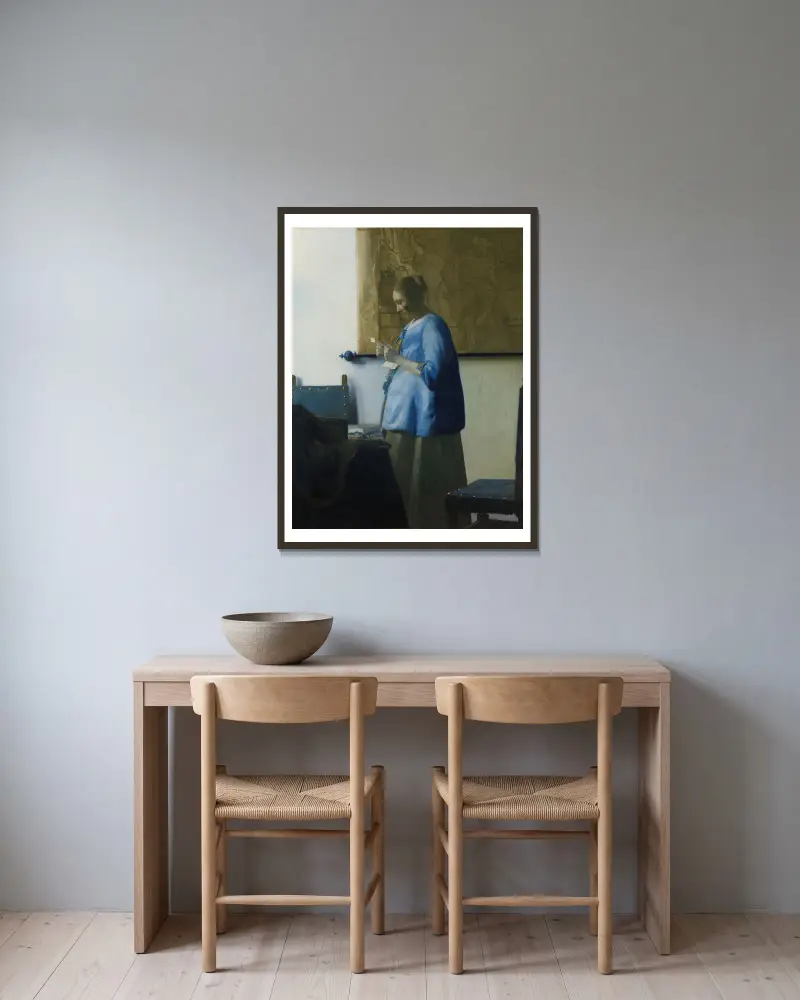 Kobieta czytająca list, Johannes Vermeer w ramie na ścianie