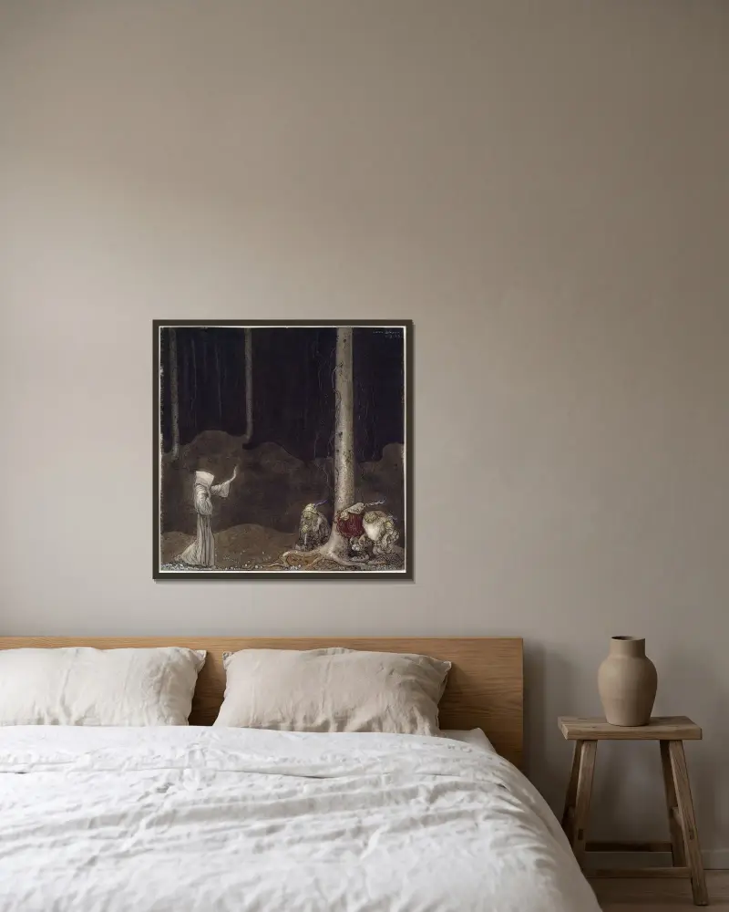 Bruder Martin und die drei Trolle von John Bauer gerahmt an einer Wand