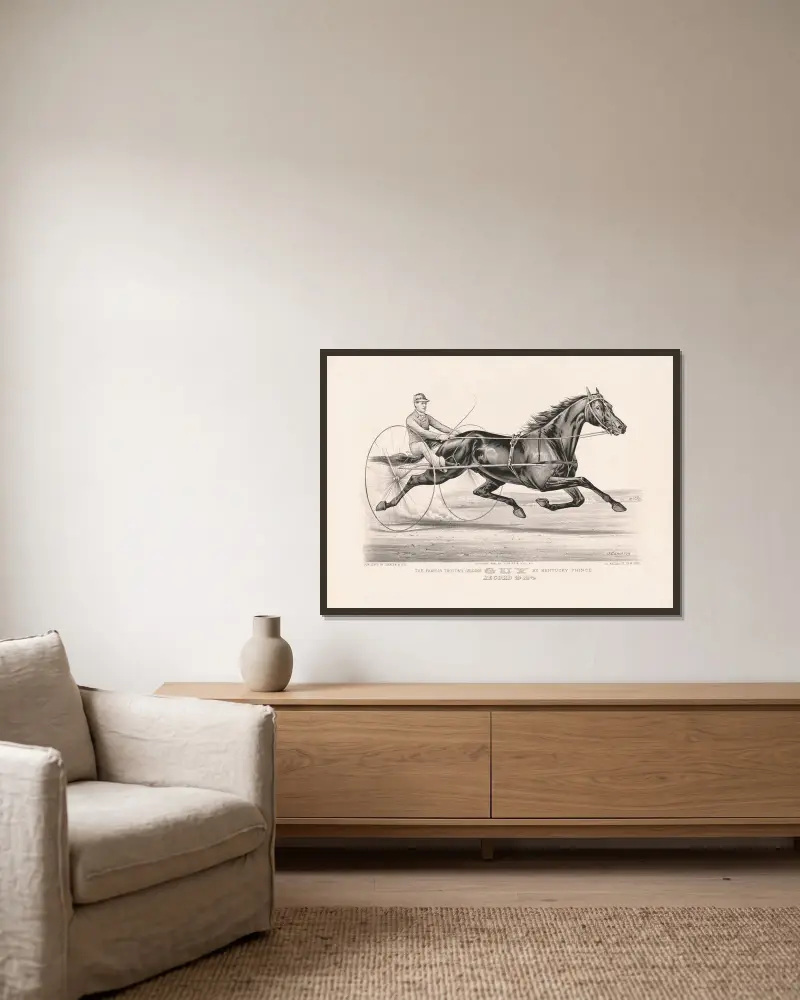 The famous trotting Gelding Guy by Kentucky Prince av John Cameron inramad på en vägg