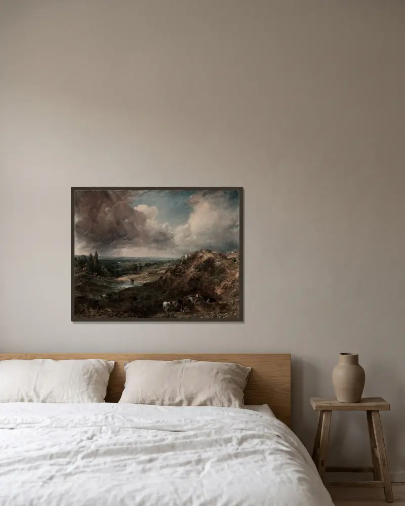 Rybník na Branch Hill, Hampstead, John Constable v rámu na stěně
