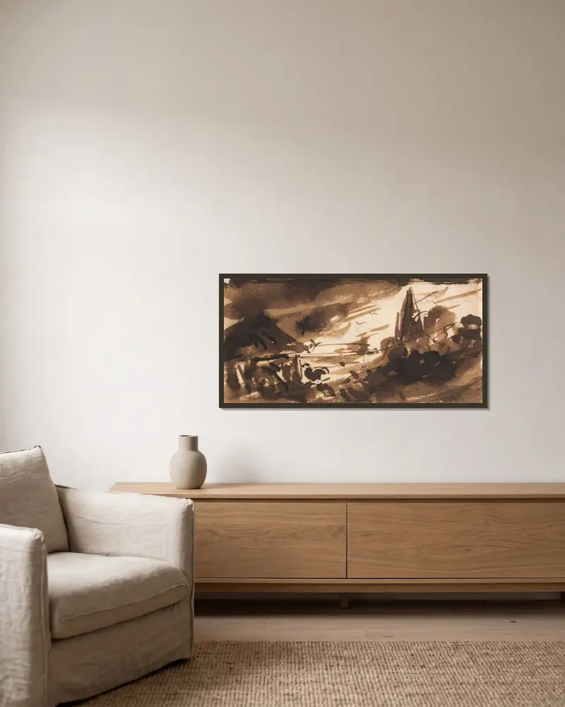 Morgendämmerung von John Constable gerahmt an einer Wand