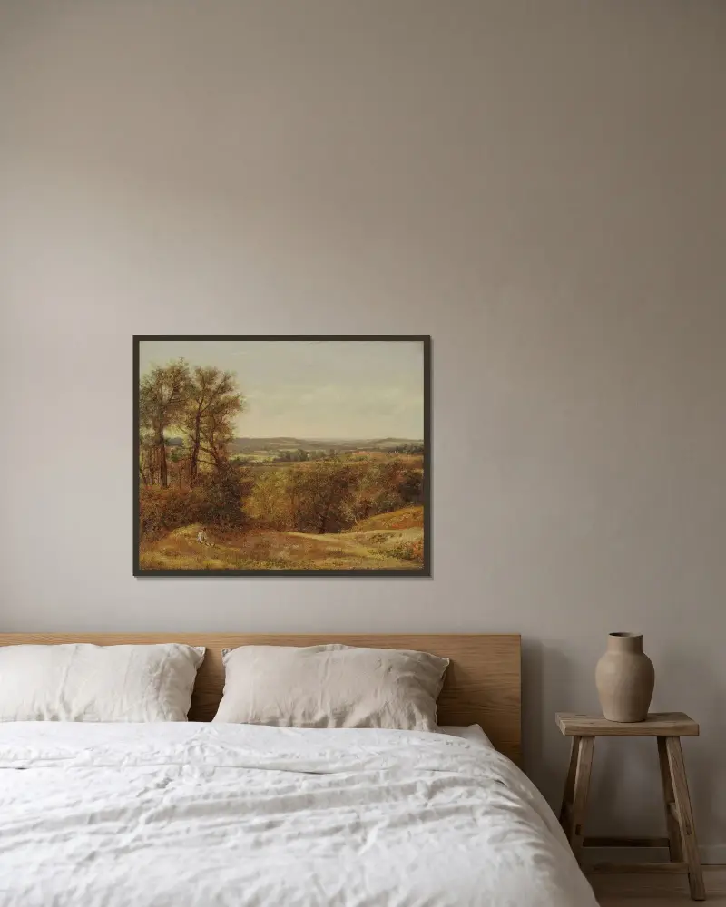 Dedham Vale av John Constable inramad på en vägg