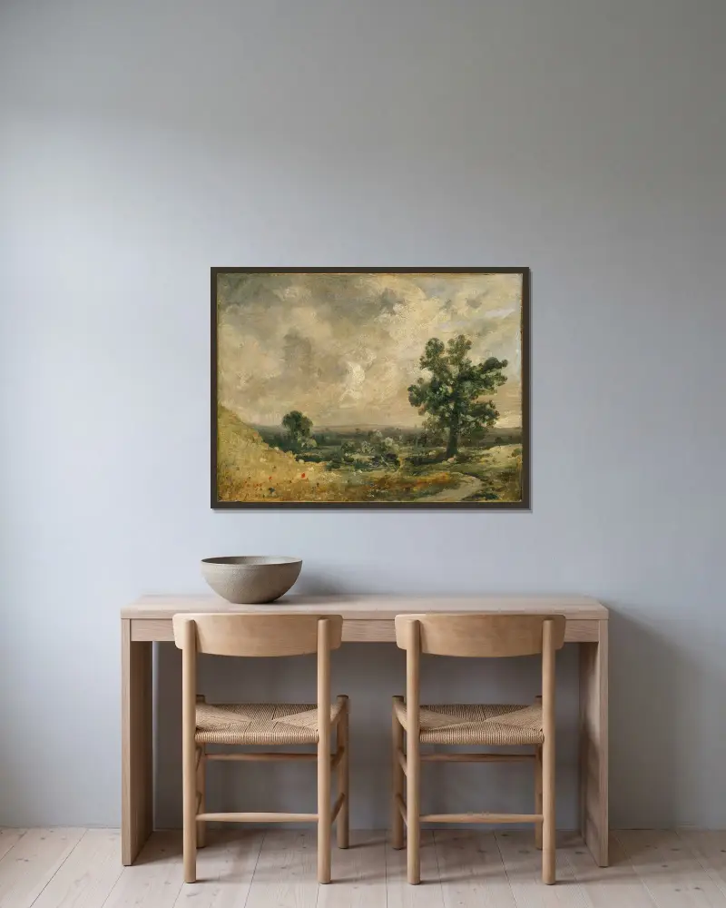 Englische Landschaft von John Constable gerahmt an einer Wand