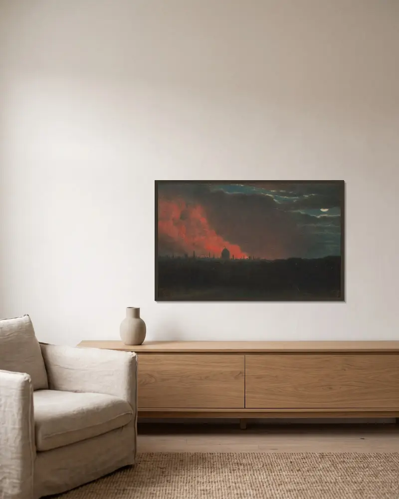 Feuer in London, von Hampstead aus gesehen von John Constable gerahmt an einer Wand