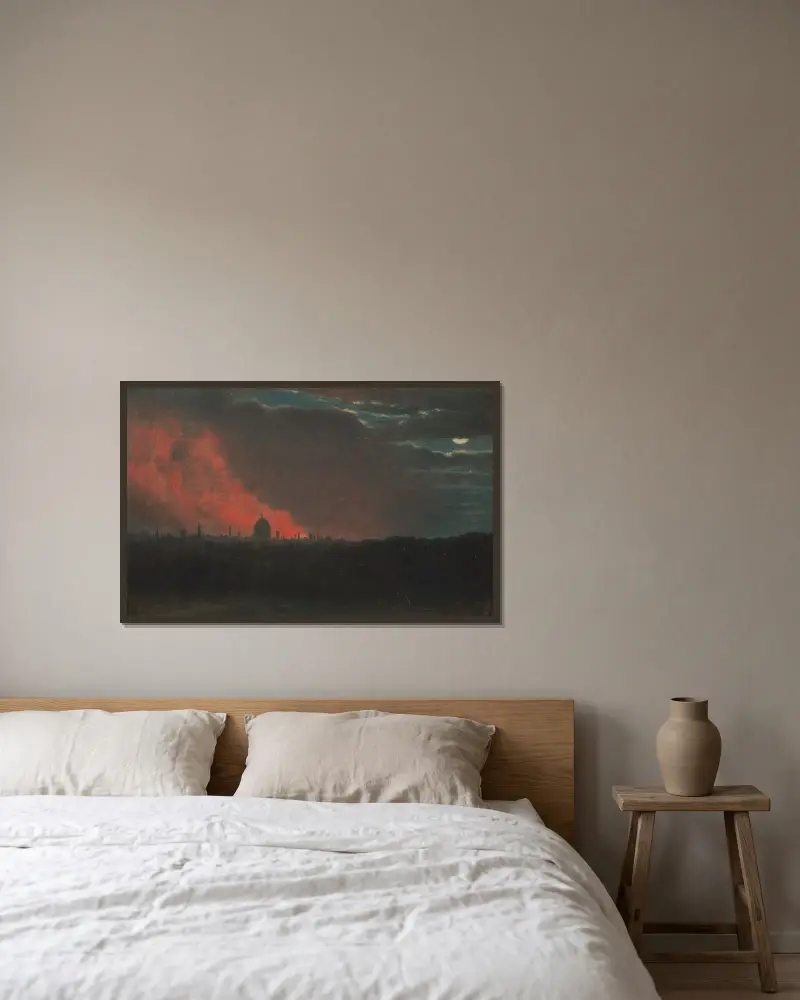 Feuer in London, von Hampstead aus gesehen von John Constable gerahmt an einer Wand