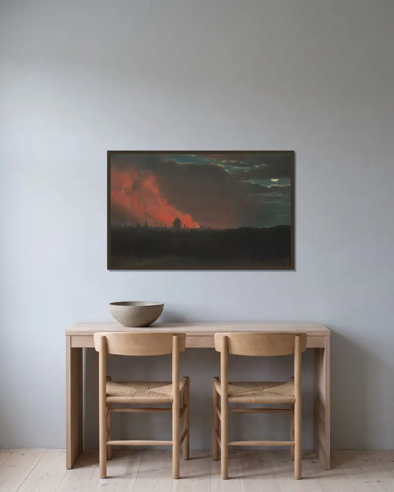 Feuer in London, von Hampstead aus gesehen von John Constable gerahmt an einer Wand