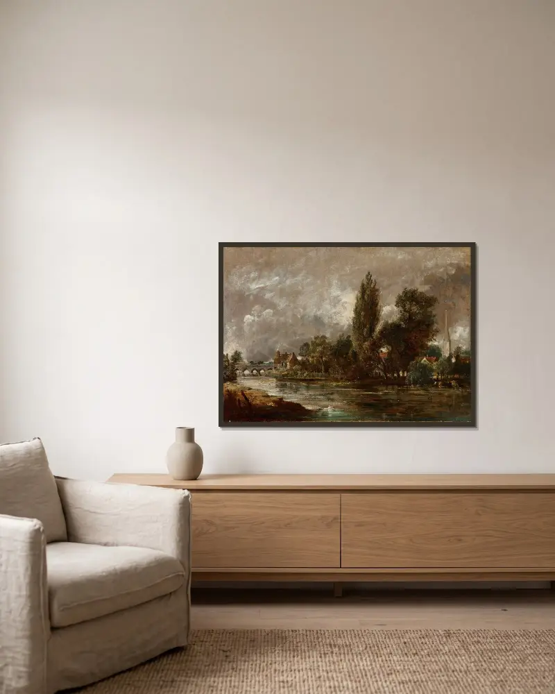 Harnham Bridge, Salisbury, John Constable v rámu na stěně