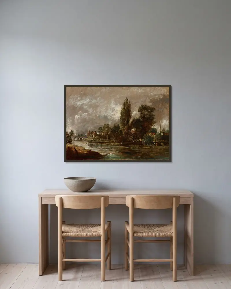 Harnham Bridge, Salisbury, John Constable v rámu na stěně