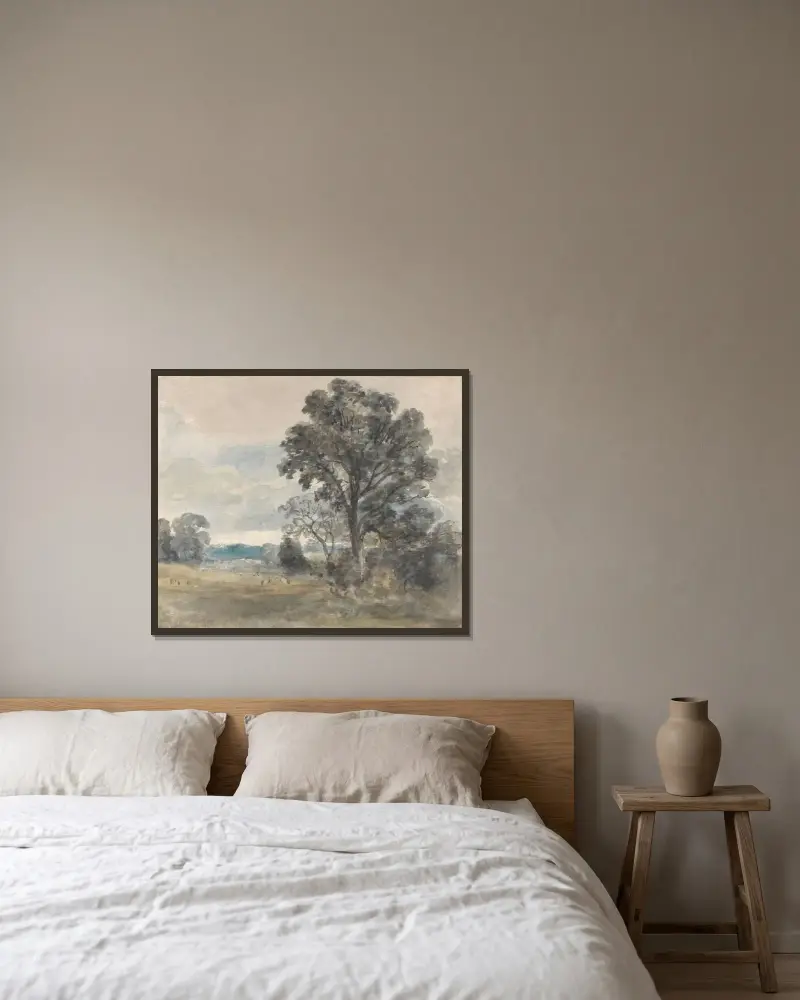 Krajina u East Bergholtu, John Constable v rámu na stěně