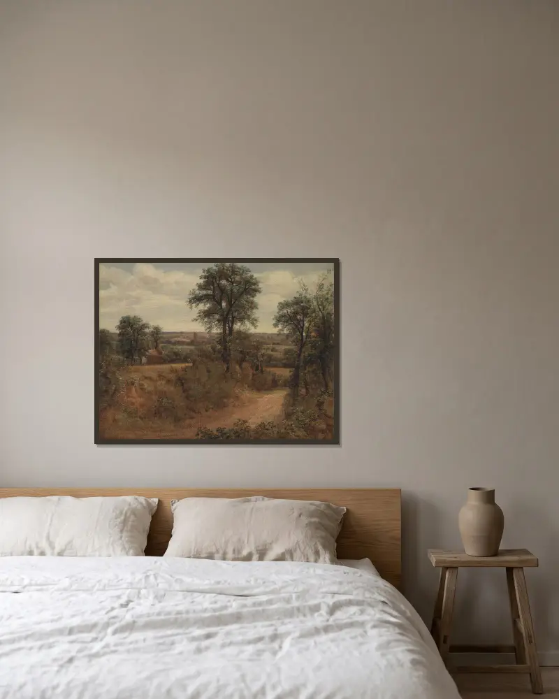 Weg bei Dedham von John Constable gerahmt an einer Wand