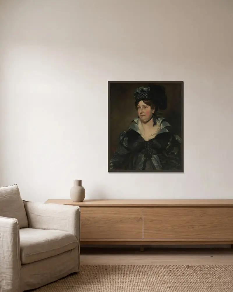 Paní James Pulhamová starší (Frances Amysová, asi 1766–1856), John Constable v rámu na stěně