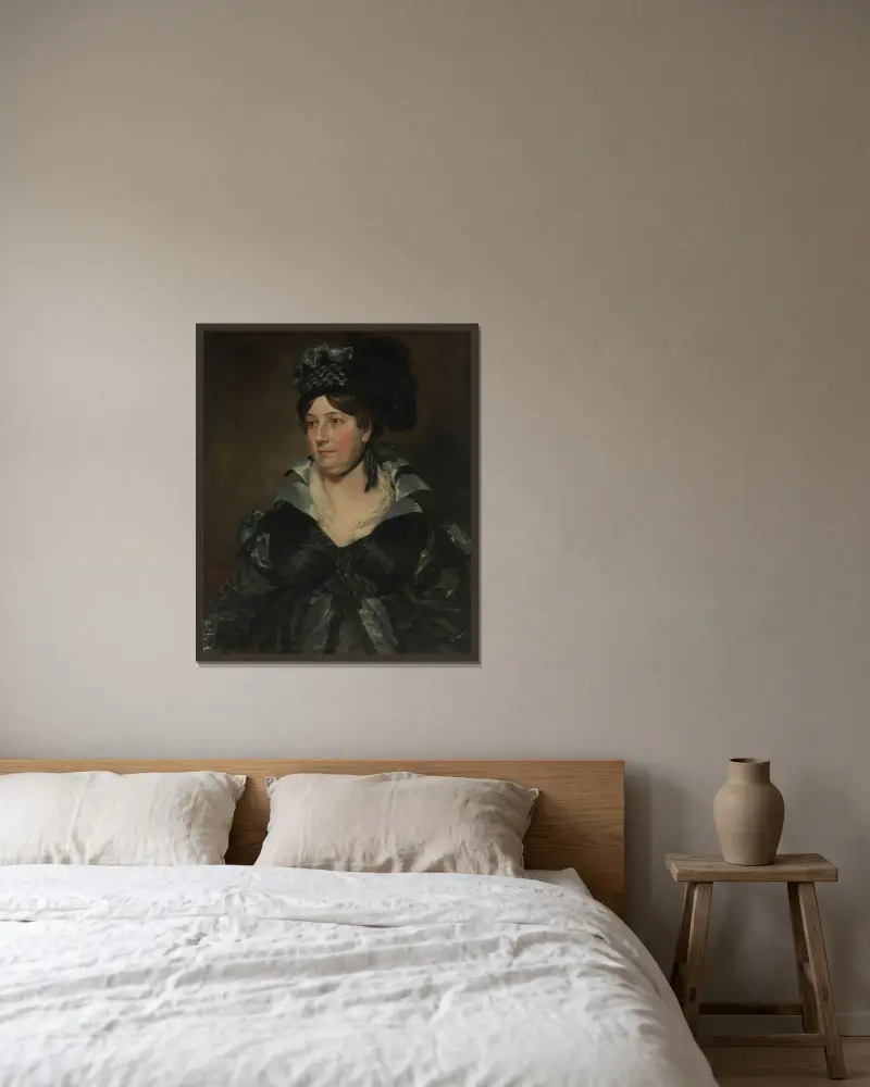 Paní James Pulhamová starší (Frances Amysová, asi 1766–1856), John Constable v rámu na stěně