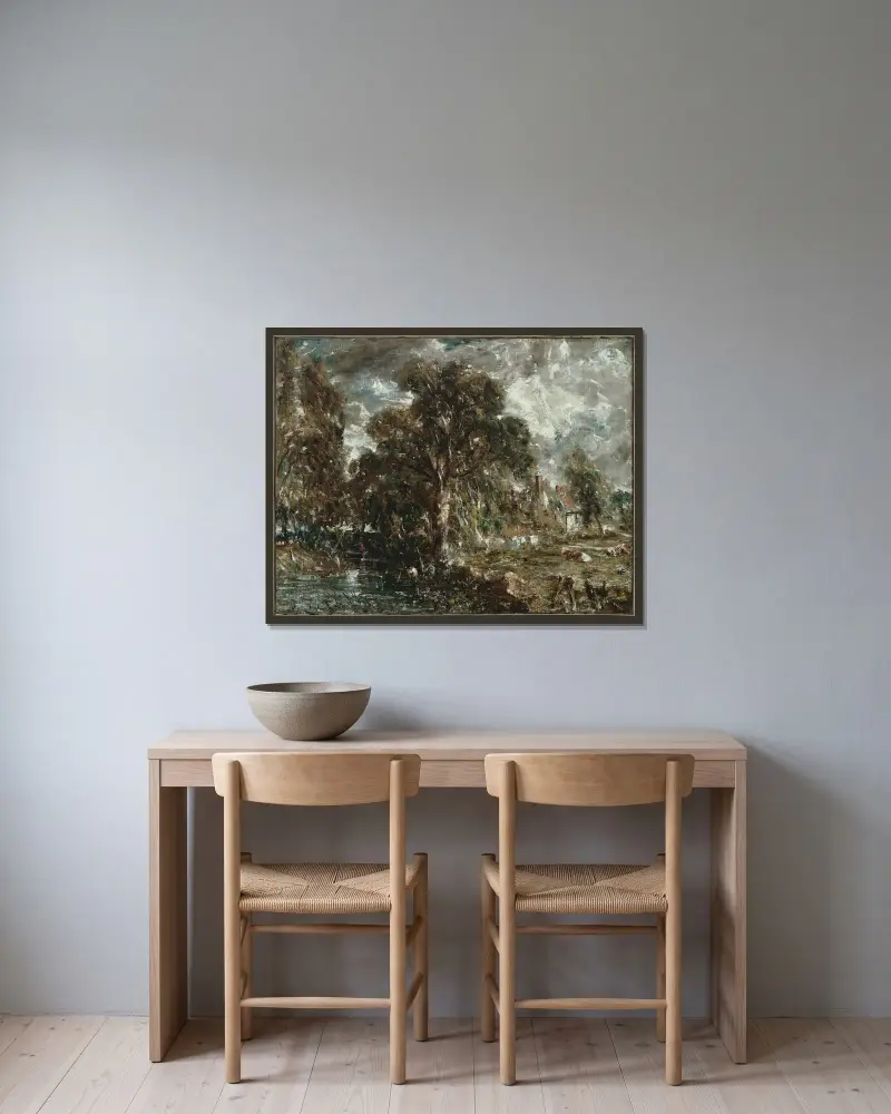 Na řece Stour, John Constable v rámu na stěně