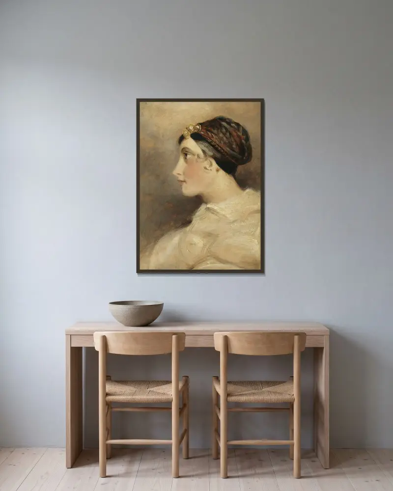 Bildnis einer Dame von John Constable gerahmt an einer Wand