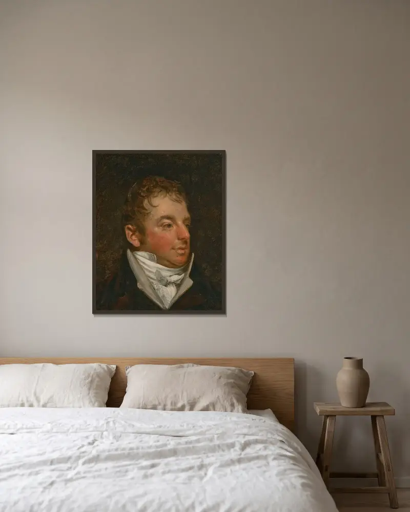 Porträt von William Travis von John Constable gerahmt an einer Wand