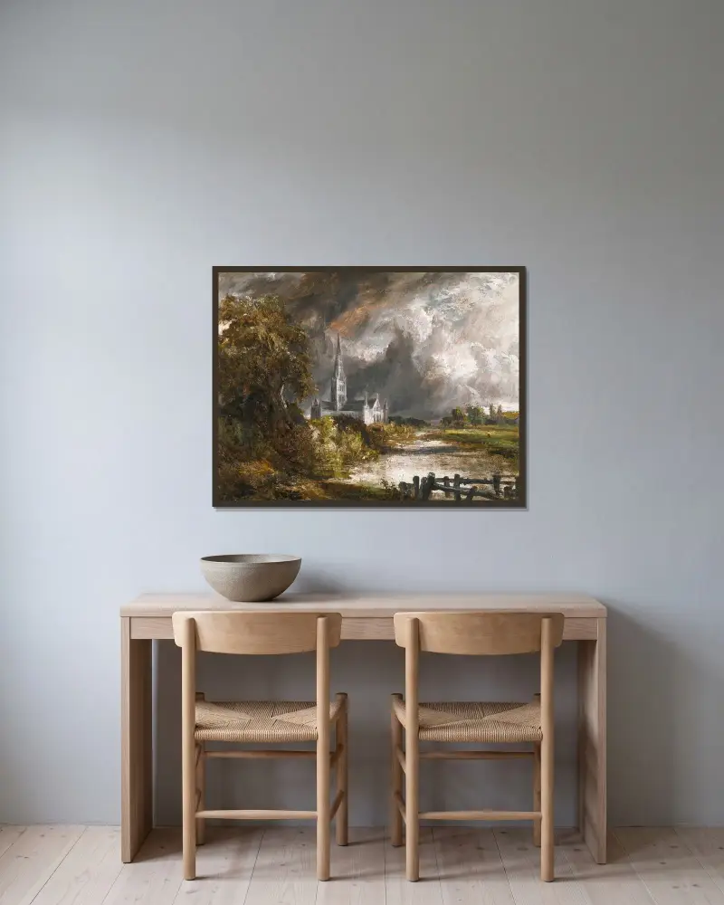 Katedra w Salisbury widziana z łąk – Nr. 1, John Constable w ramie na ścianie