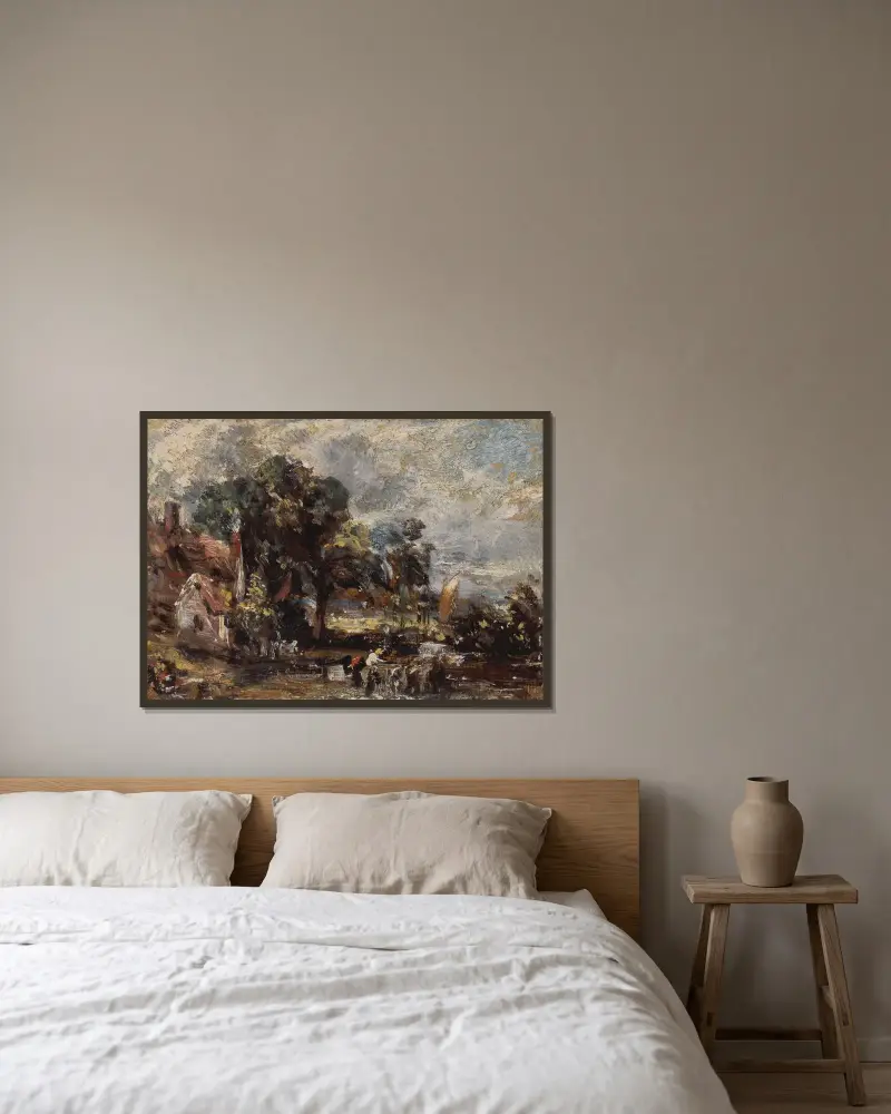 Skica k vozu na seno, John Constable v rámu na stěně